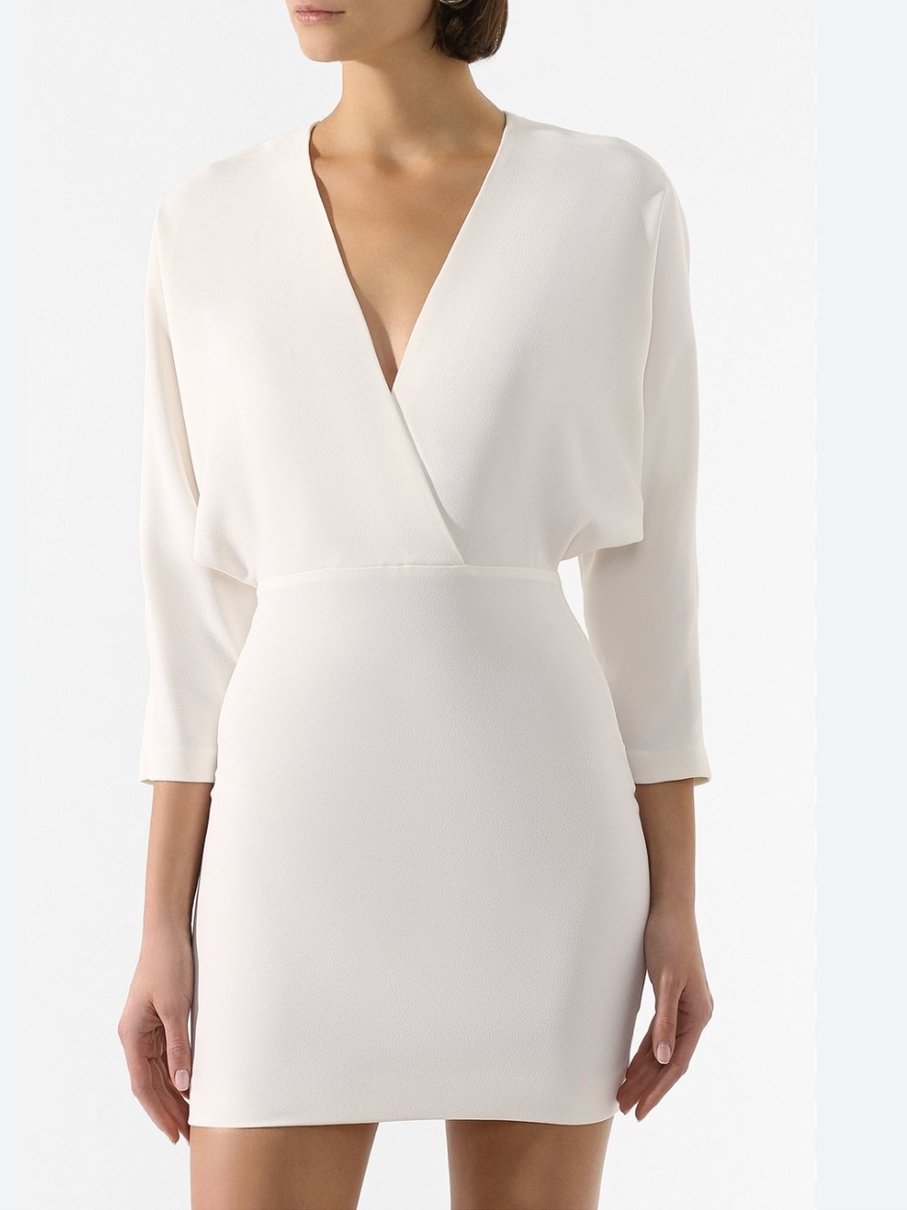 IRO Elegant Cream V-Neck Long Sleeve Mini Dress
